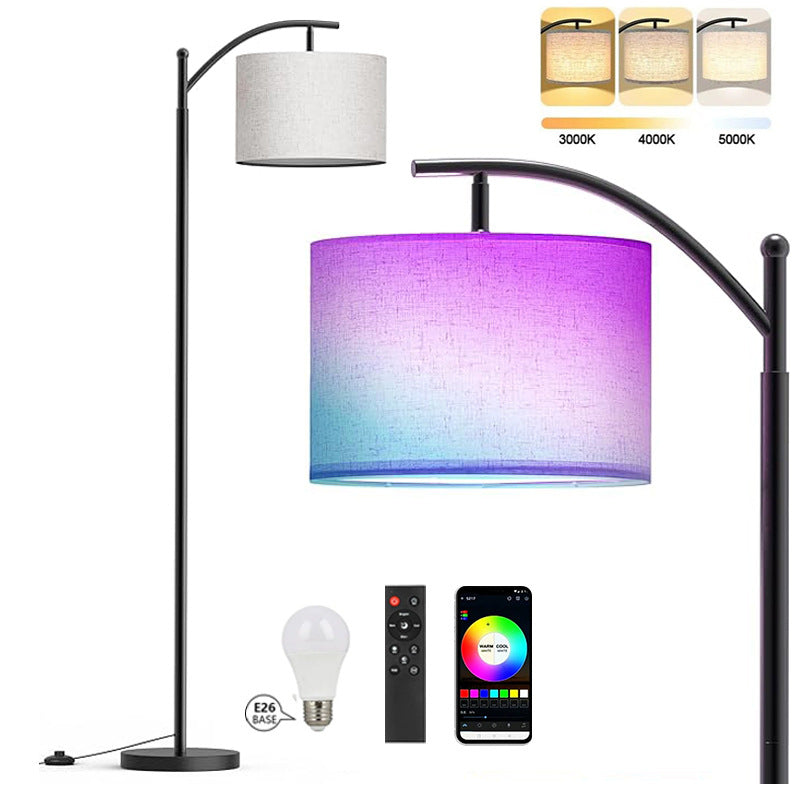 Black lamp Modern Minimalist LED Floor Lamp with Linen Lampshade Atmosphere Lighting