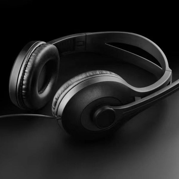 Wired Stereo Computer Headset with Microphone and Dual 3.5mm Plug in Black