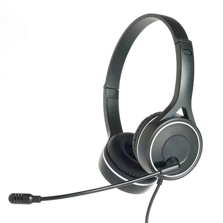 USB Call Center Headset with Microphone for Office and Online Learning in Black