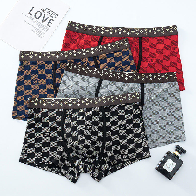 PACK OF - 4 Mens Modal Cotton Printed Boxer Briefs
