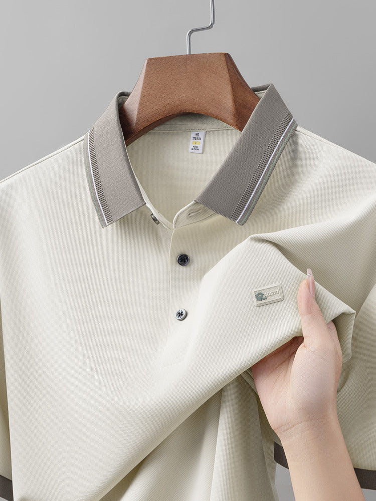 Men's Ice-Feel Plaid Polo Shirt Breathable Short Sleeve Top