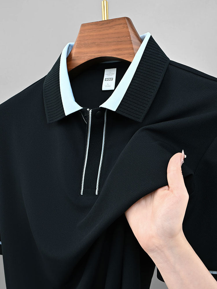 Men's No-Iron Business Polo Shirt Short Sleeve Casual Top