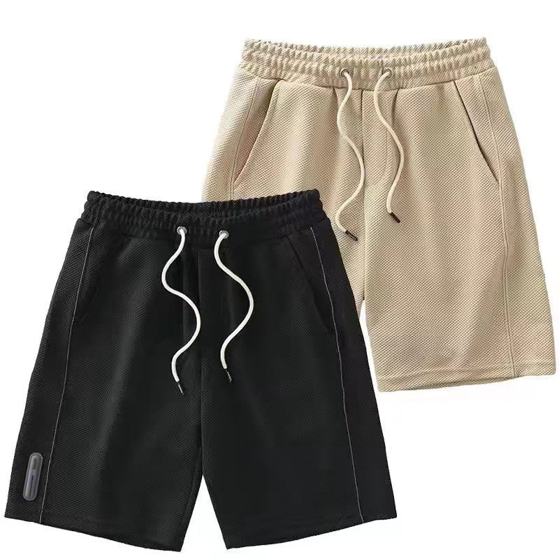 Waffe Men's Breathable Running Shorts Casual Straight Fit in Black