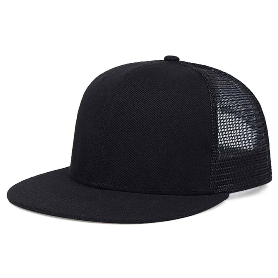Breathable Mesh Baseball Cap with Embroidered Logo Design in Black