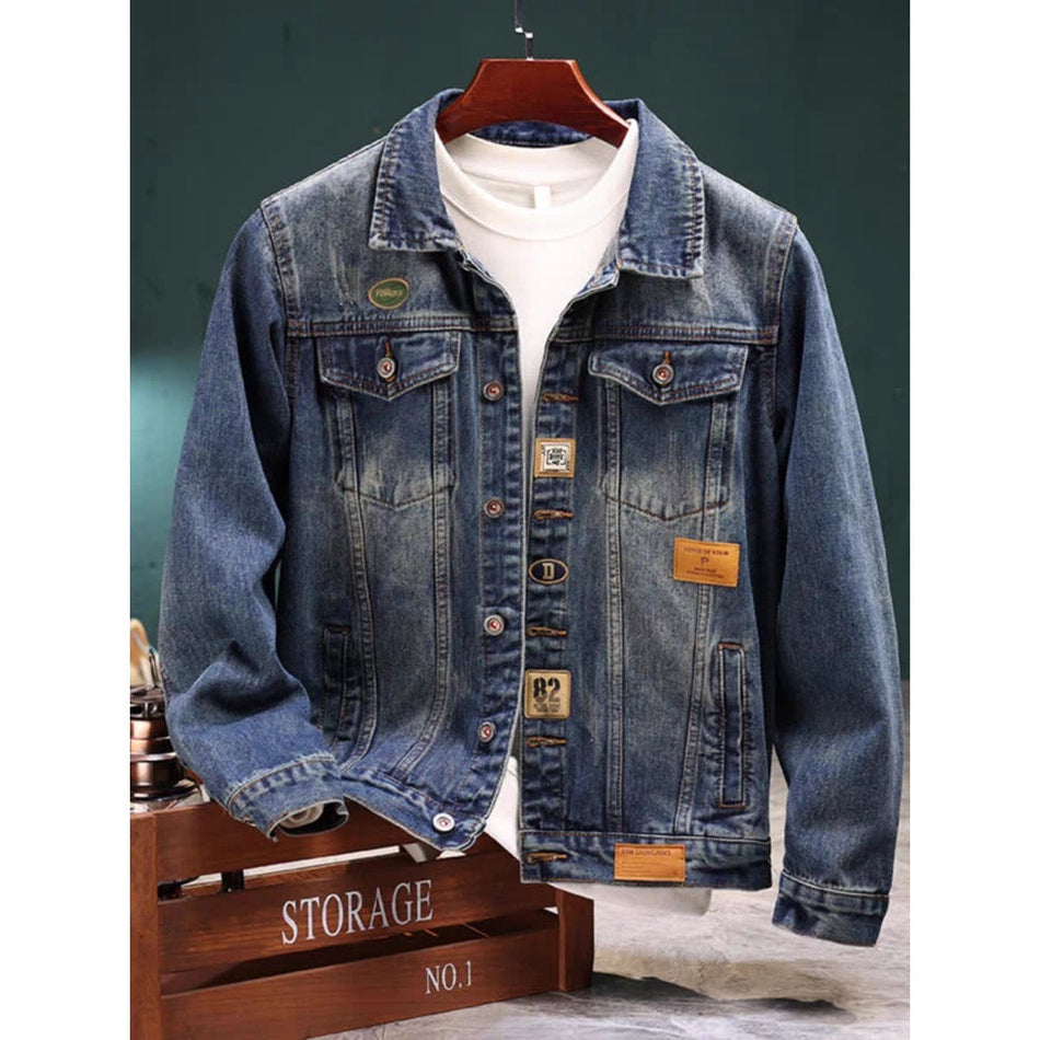 Men's Washed Denim Jacket Premium Casual Workwear Style