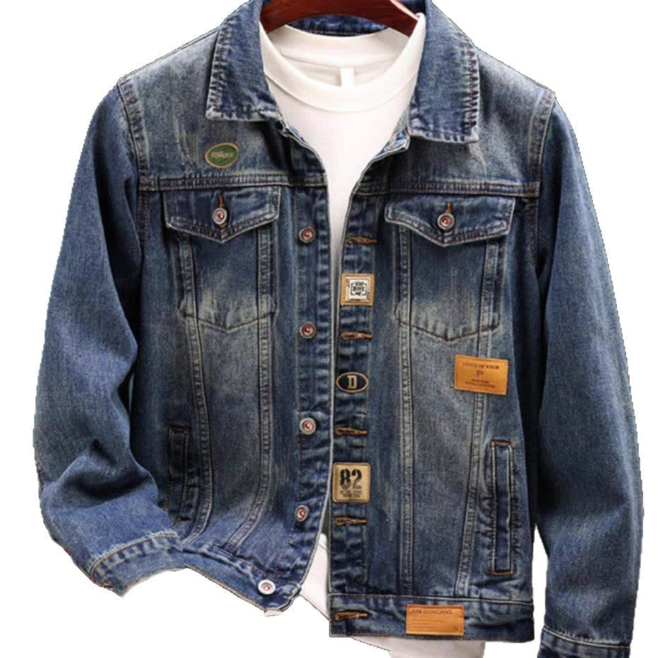 Men's Washed Denim Jacket Premium Casual Workwear Style in Blue