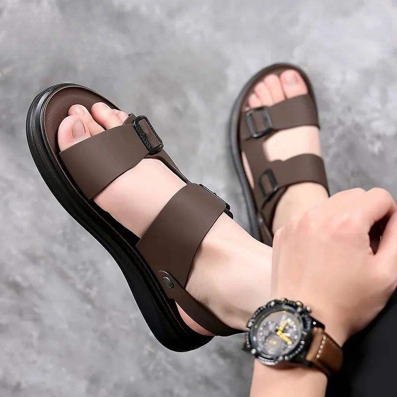 Genuine Leather Men's Sandals Breathable Non-Slip Design