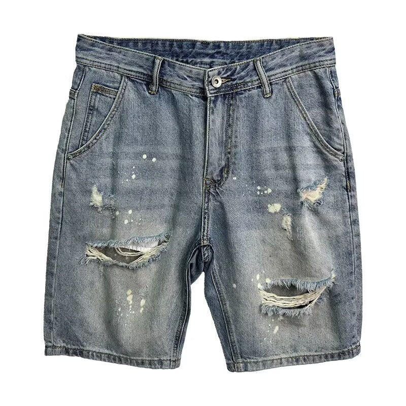 Retro Washed Denim Shorts Loose Wide-Leg Casual Fit