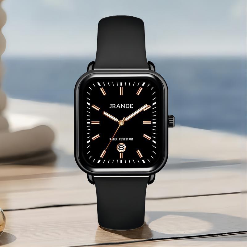 JRANDE Women's Quartz Watch with Calendar Silicone Strap