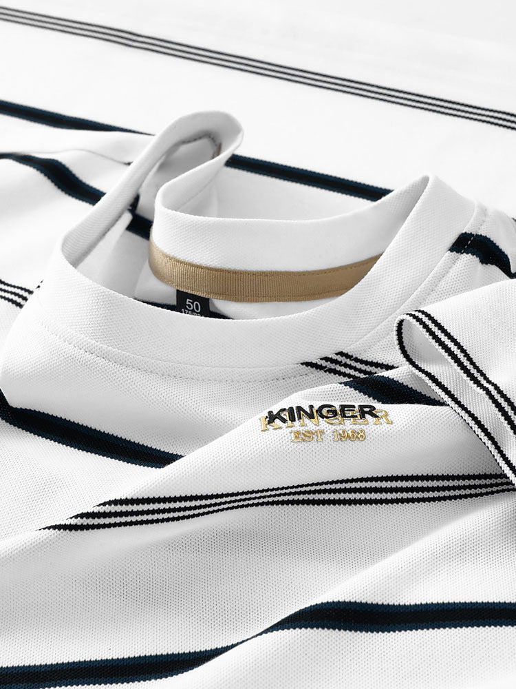 Men's Striped Crew Neck T-Shirt Breathable Casual Summer Top