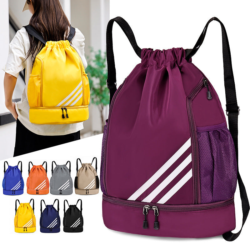 Basketball Drawstring Backpack Wet Dry Separation Sports Bag