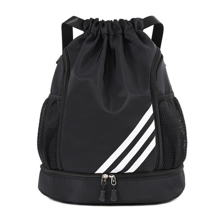Basketball Drawstring Backpack Wet Dry Separation Sports Bag in Black