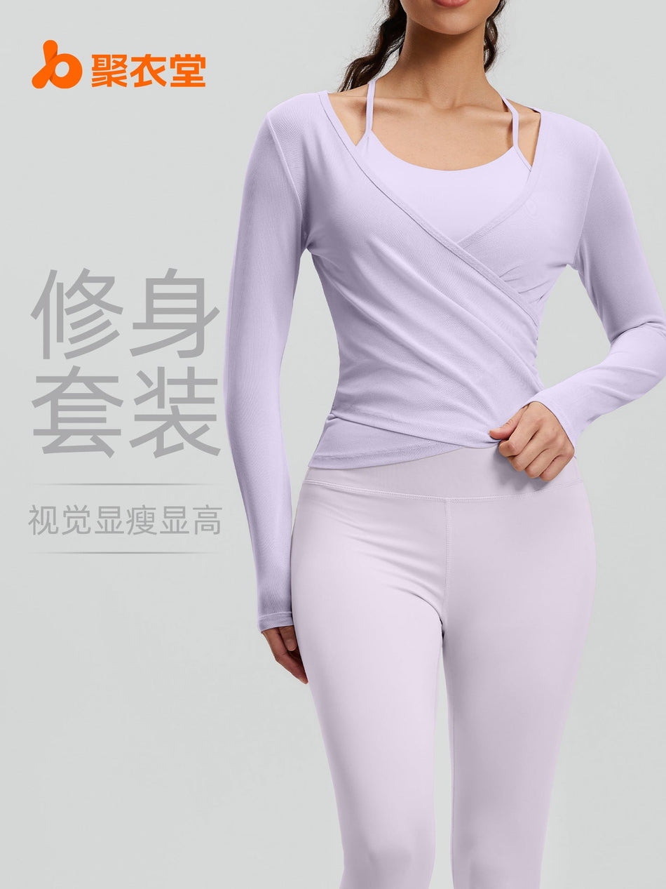 Juyitang Spring/Summer Slim-Fit Mesh Yoga Three-Piece Set