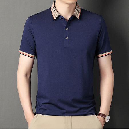 Men's Quick-Dry Lapel Short Sleeve Casual T-Shirt in White