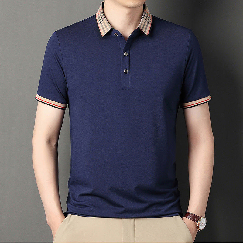 Men's Quick-Dry Lapel Short Sleeve Casual T-Shirt in White