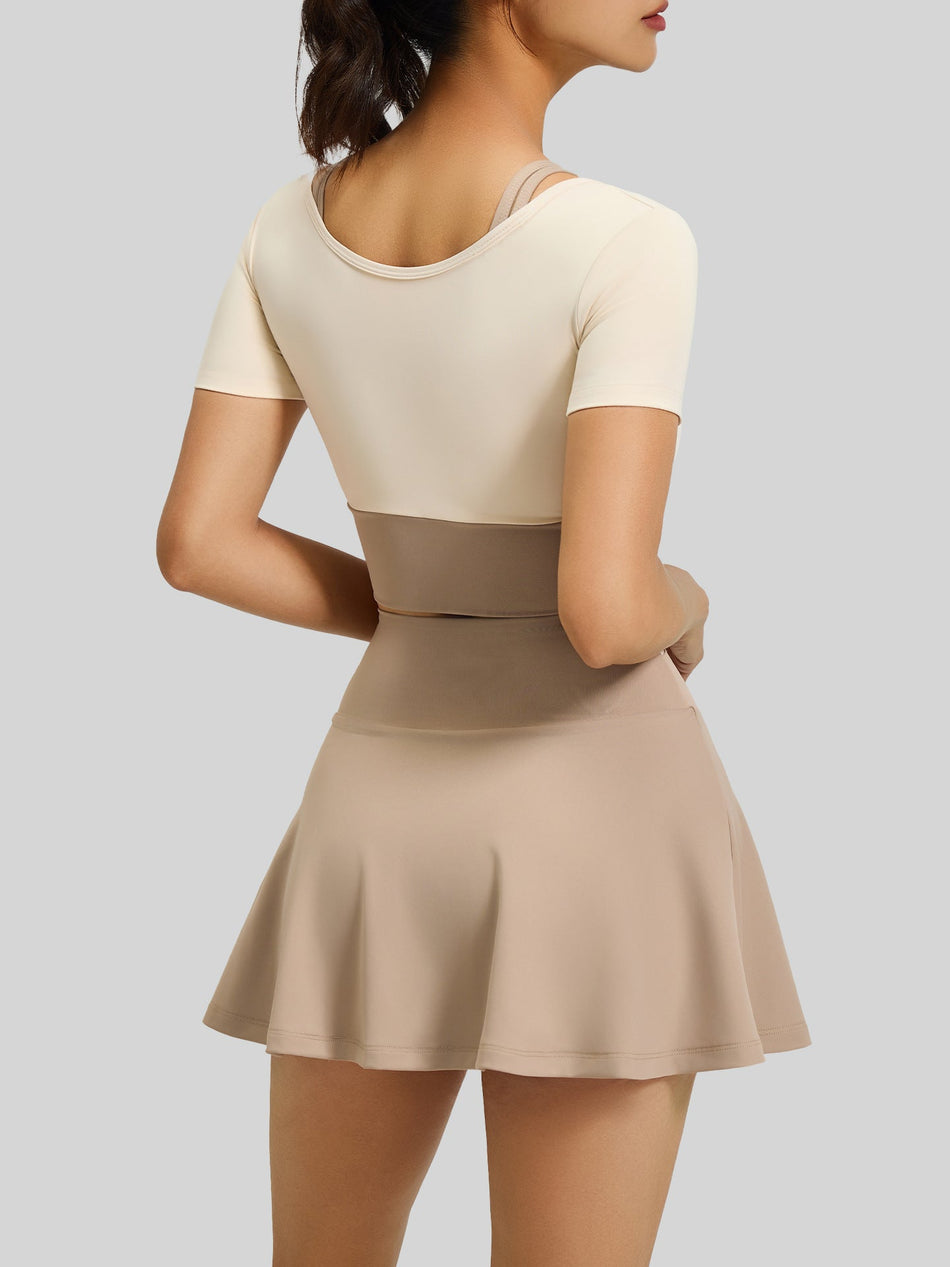 Juyitang Naked-Feel Fake Two-Piece Running Sports Skirt Suit