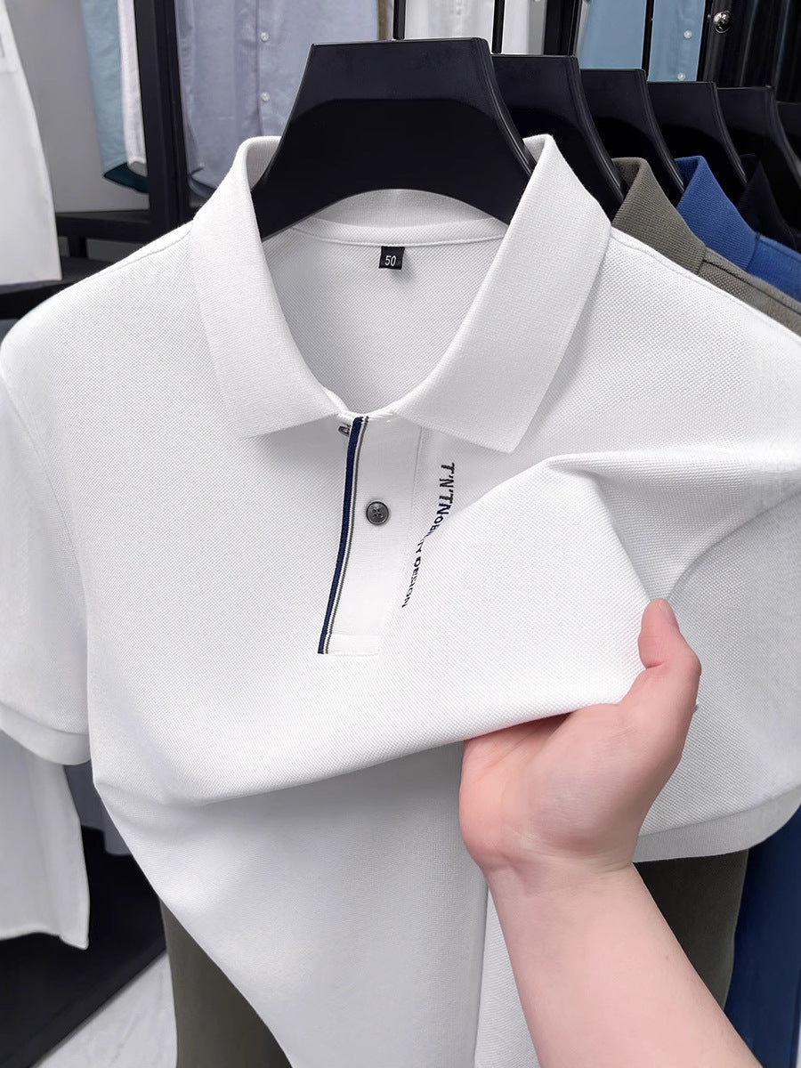 Men's Mercerized Cotton Embroidered Polo Shirt Casual Top