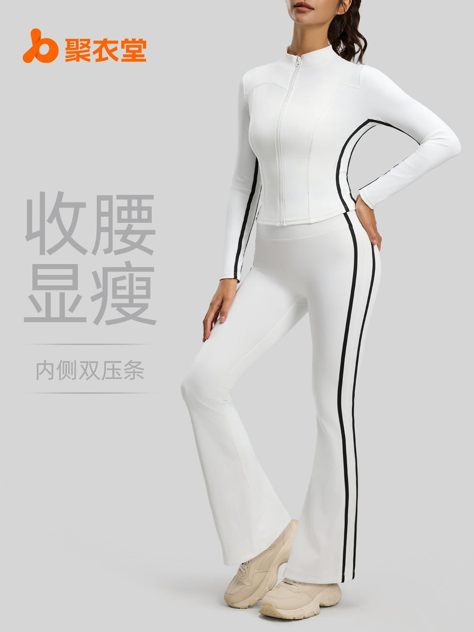 Juyitang Striped High-Waist Peach Hip-Lifting Sports Suit