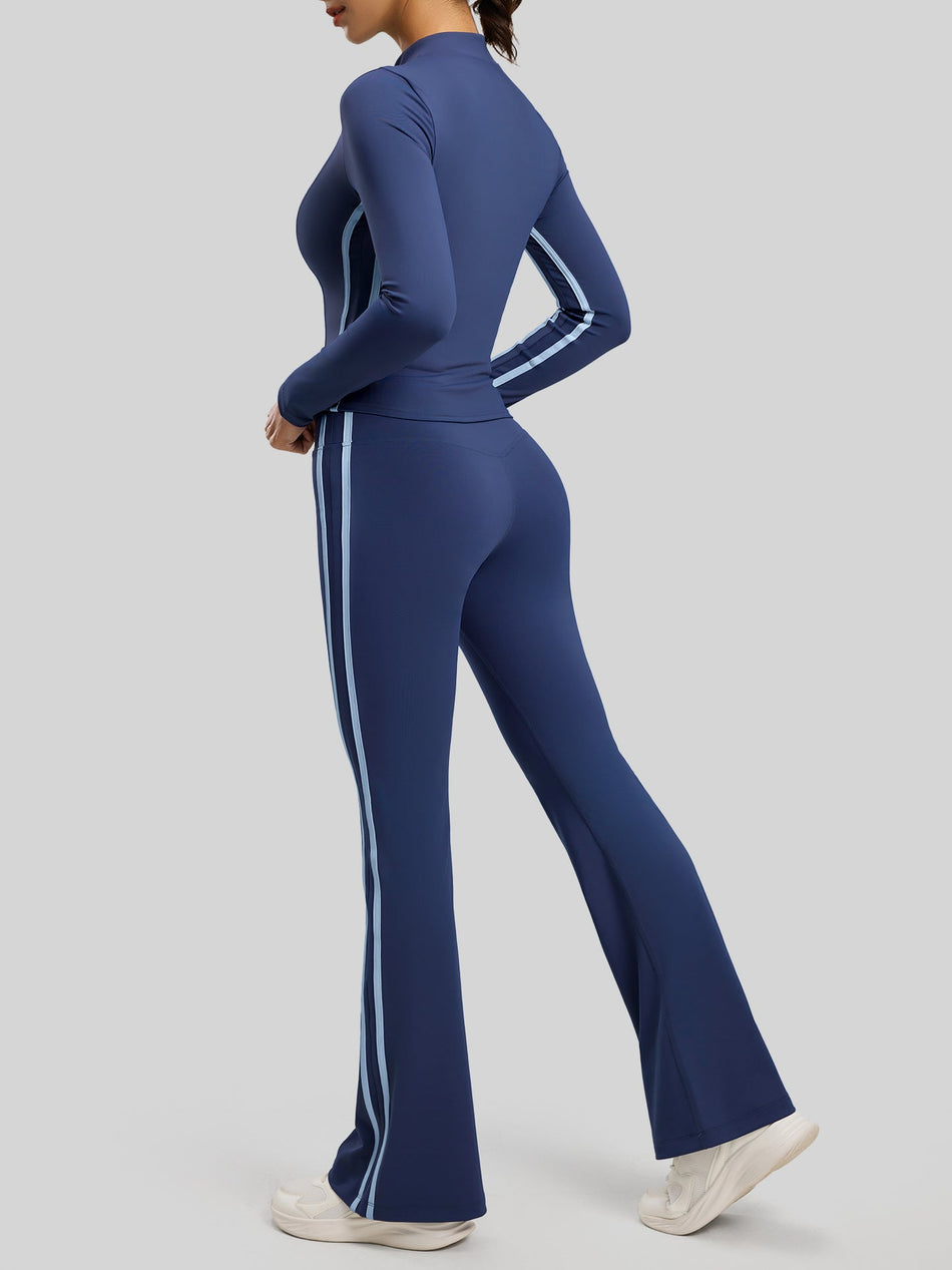 Juyitang Striped High-Waist Peach Hip-Lifting Sports Suit