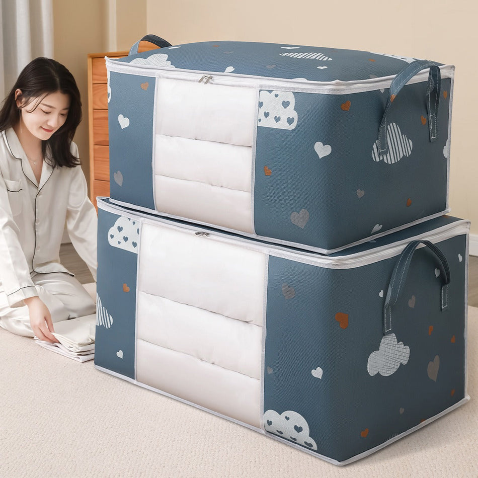 Quilted Storage Bag Cotton Fabric Dustproof Organizer with