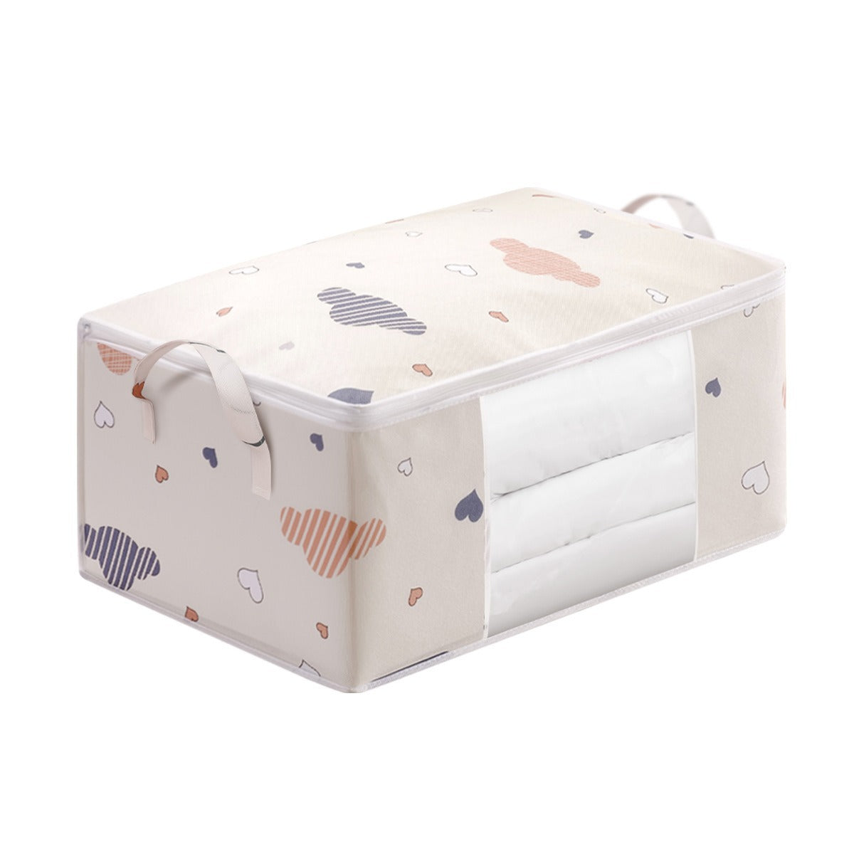 Navy blue Quilted Storage Bag Cotton Fabric Dustproof Organizer with Handles Medium size 55*35*25
