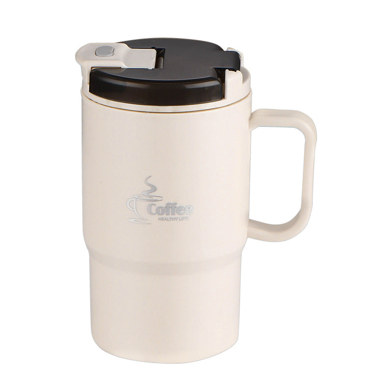 Khaki 304 Stainless Steel Tumbler Mug with Straw Lid Portable Travel Cup