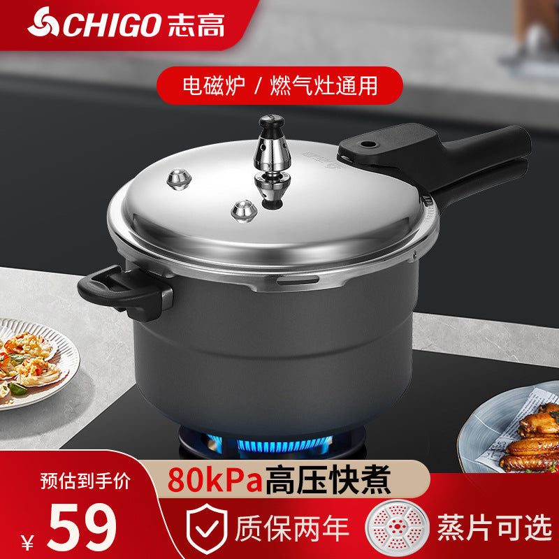 Stainless Steel Pressure Cooker Dual-Lid Gas Stovetop Cookware