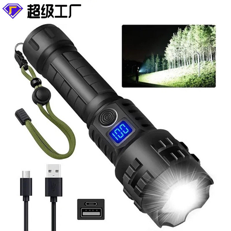 Rechargeable P70 LED Flashlight Aluminum Alloy Zoom Torch