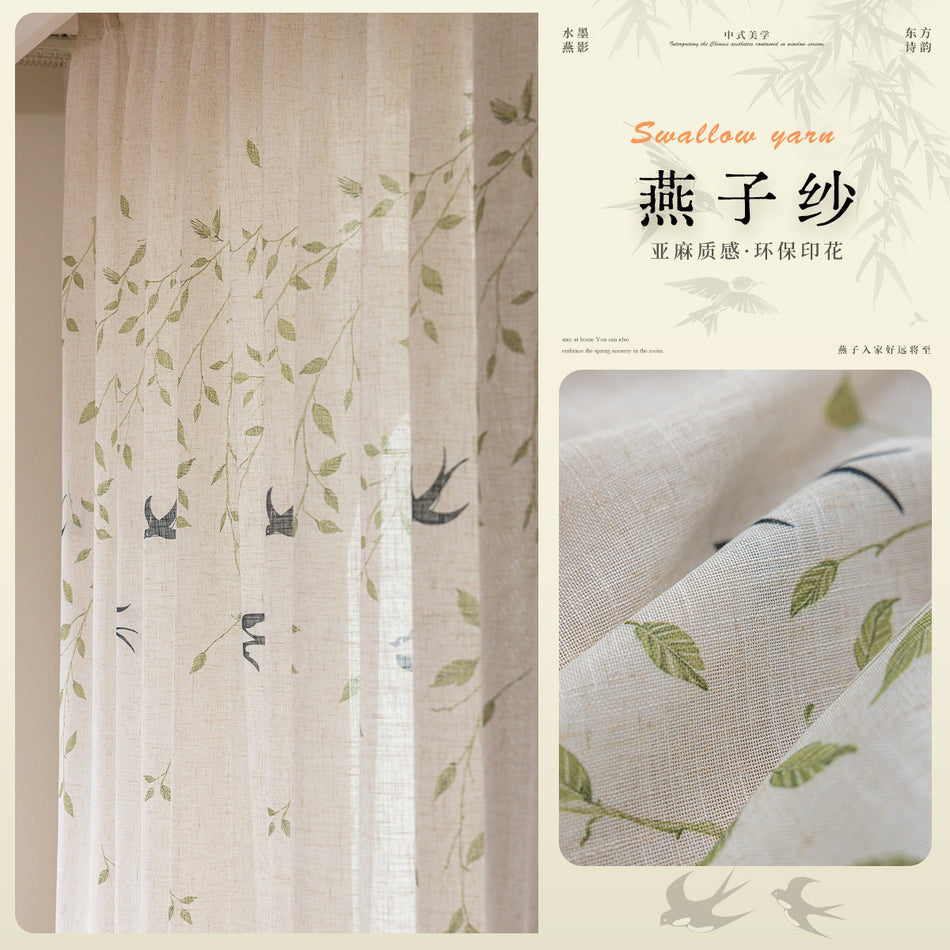 Swallow yarn Linen Sheer Window Curtain Panel Semi-Transparent Room Divider