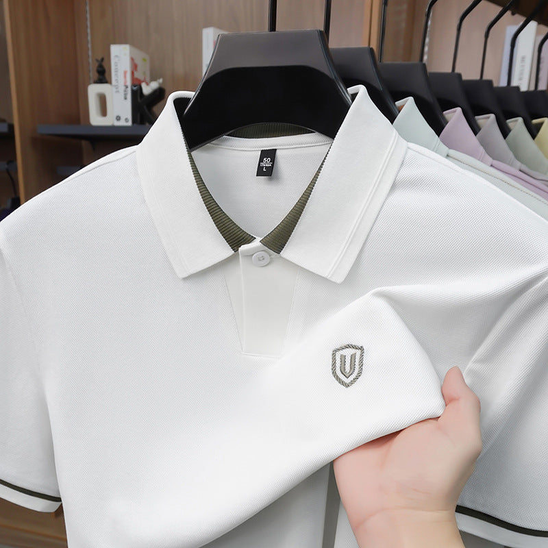 Men's Embroidered Polo Shirt Breathable Casual Short Sleeve