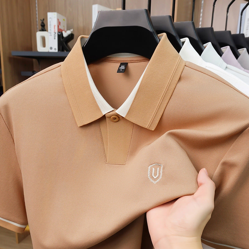 Men's Embroidered Polo Shirt Breathable Casual Short Sleeve