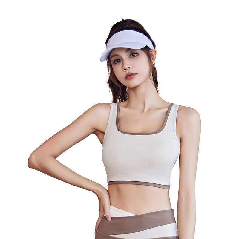 Juyitang High-Elastic Color-Blocked Shock-Proof Sports Bra