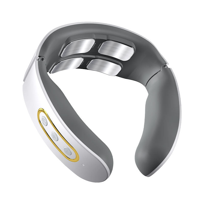 White Electric Neck Massager Cervical Support Pulse Therapy Device