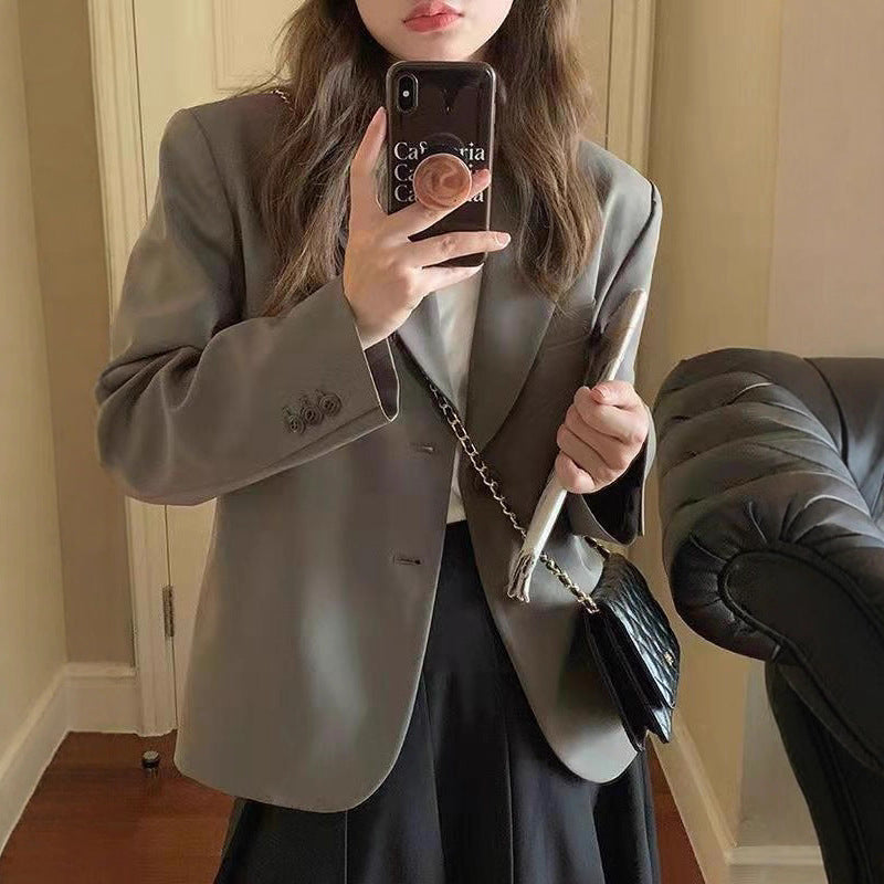 Women's Cropped Blazer Jacket Tailored Spring Autumn Outerwear