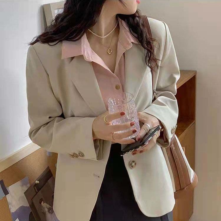 Women's Cropped Blazer Jacket Tailored Spring Autumn Outerwear