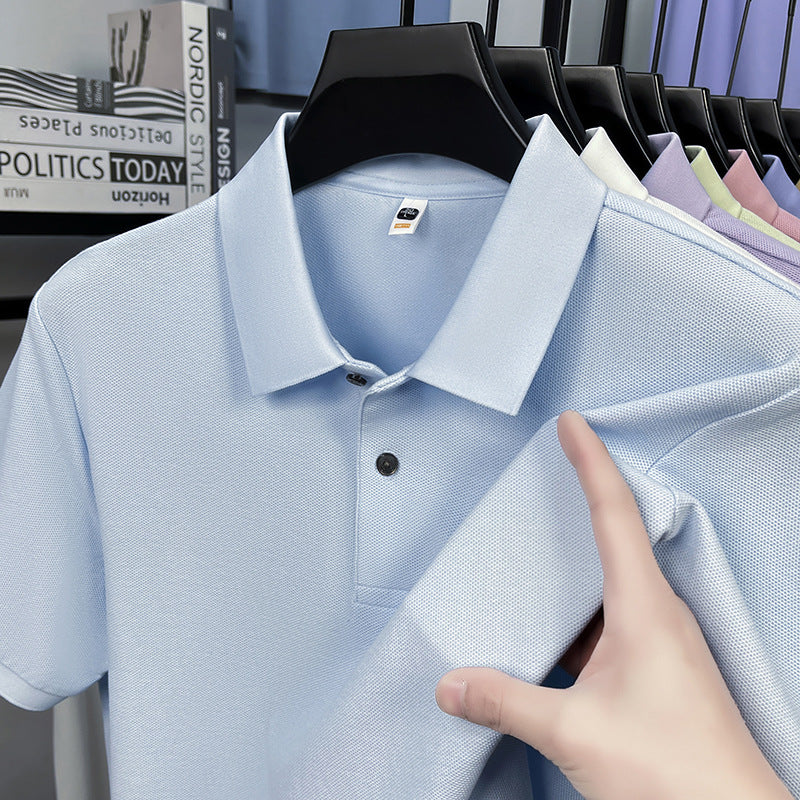 Men's Pure Cotton Polo Shirt with Lapel Collar Casual Summer Top