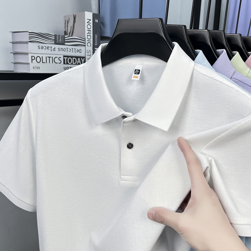 Men's Pure Cotton Polo Shirt with Lapel Collar Casual Summer Top