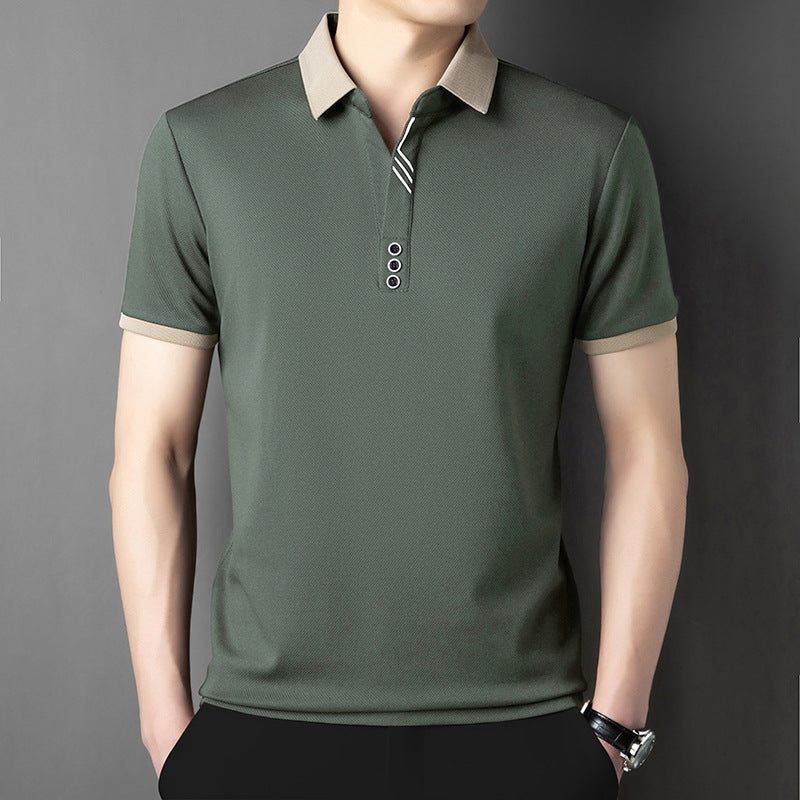Men's Color Block Polo Shirt Short Sleeve Casual Summer Top