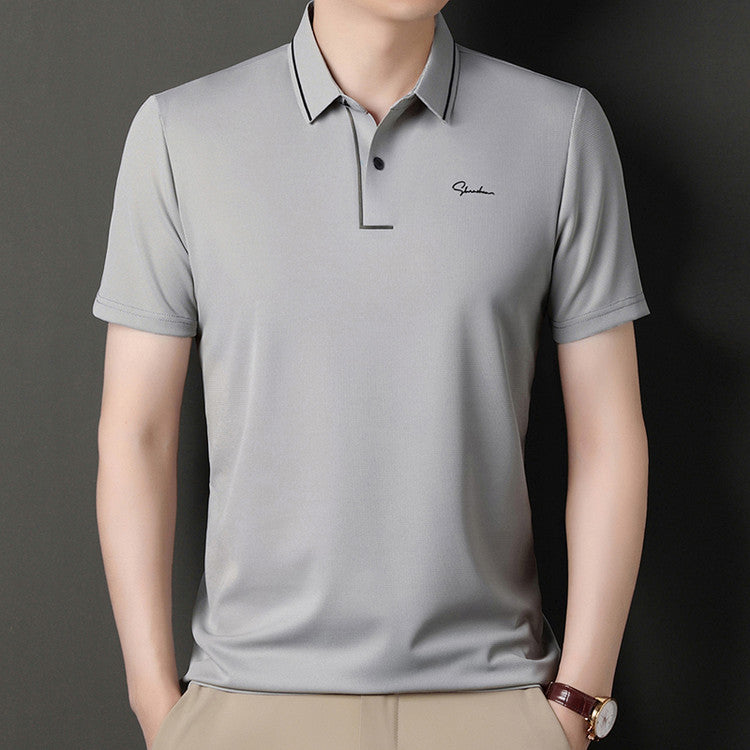 Men's Business Casual Polo Shirt Short Sleeve Stretch Top
