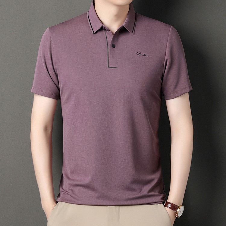 Men's Business Casual Polo Shirt Short Sleeve Stretch Top