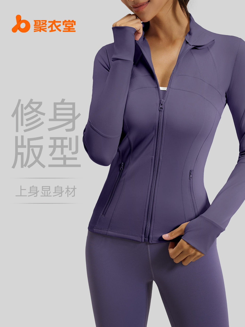 Juyitang Solid Color Splicing Yoga Suit with Pockets