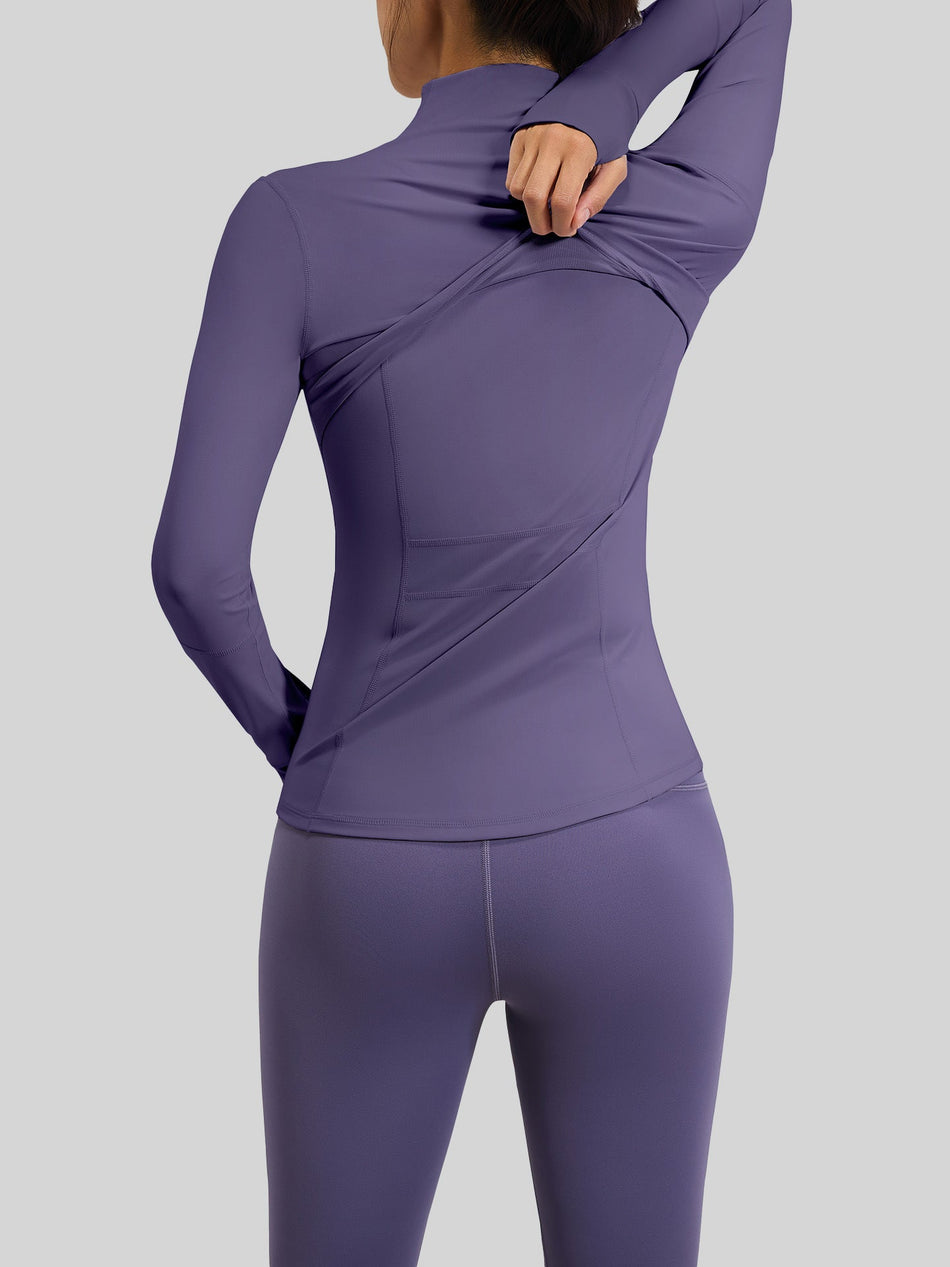 Juyitang Solid Color Splicing Yoga Suit with Pockets