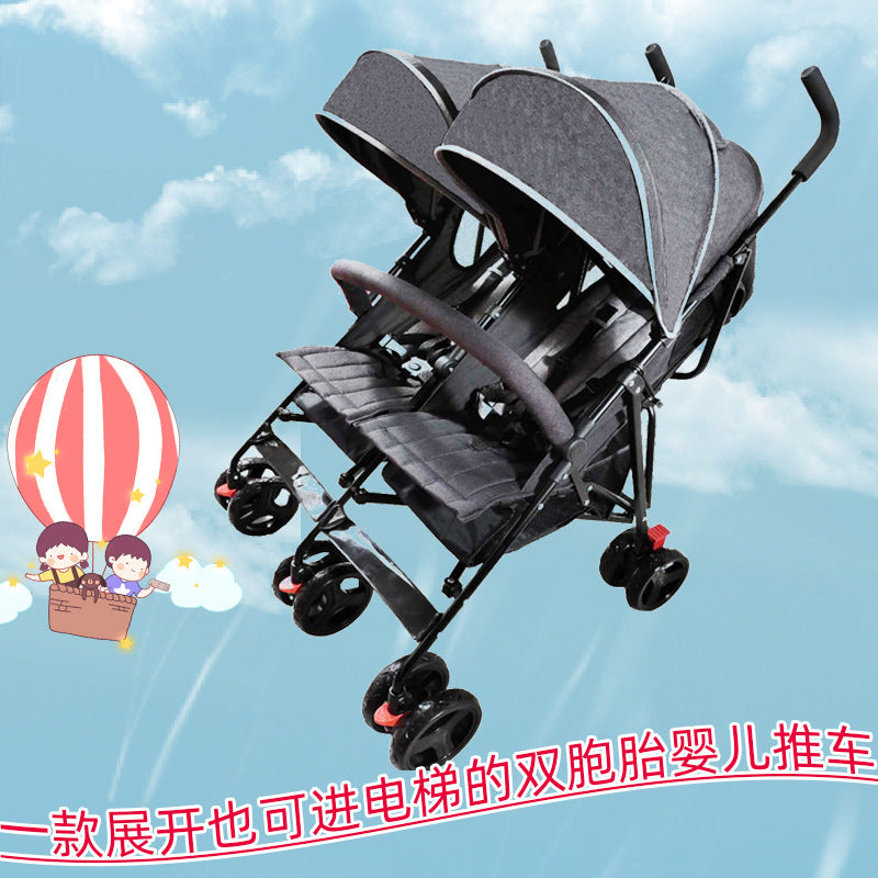 Twin Baby Stroller Lightweight Folding Double Seat Travel