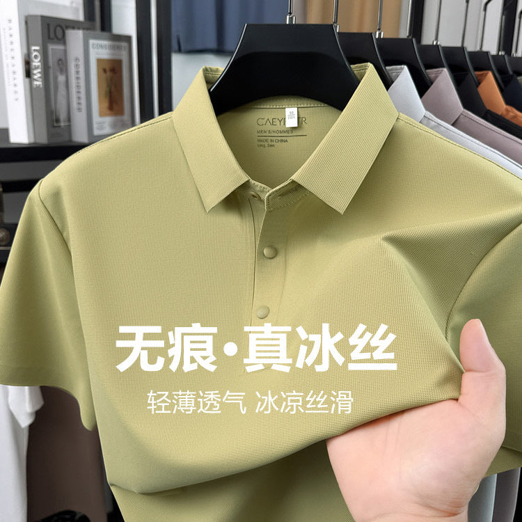 Men's Ice Silk Polo Shirt Short Sleeve Business Casual Top
