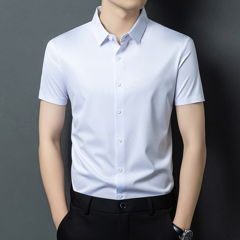 Men's Ice Silk Stretch Short Sleeve Wrinkle-Resistant Shirt
