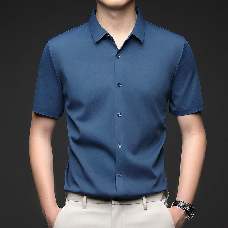 Men's High-Stretch Nylon Short Sleeve Business Casual Shirt
