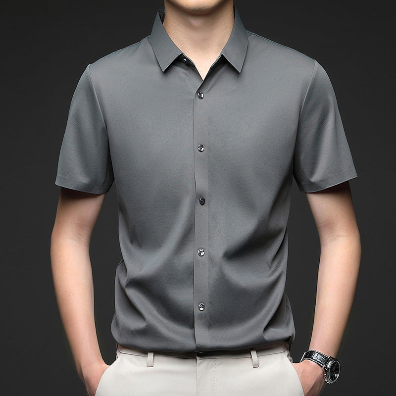Men's High-Stretch Nylon Short Sleeve Business Casual Shirt