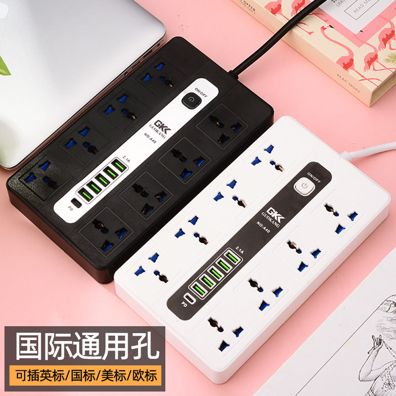 Multi-Socket Extension Power Strip with USB Ports and Long Cable