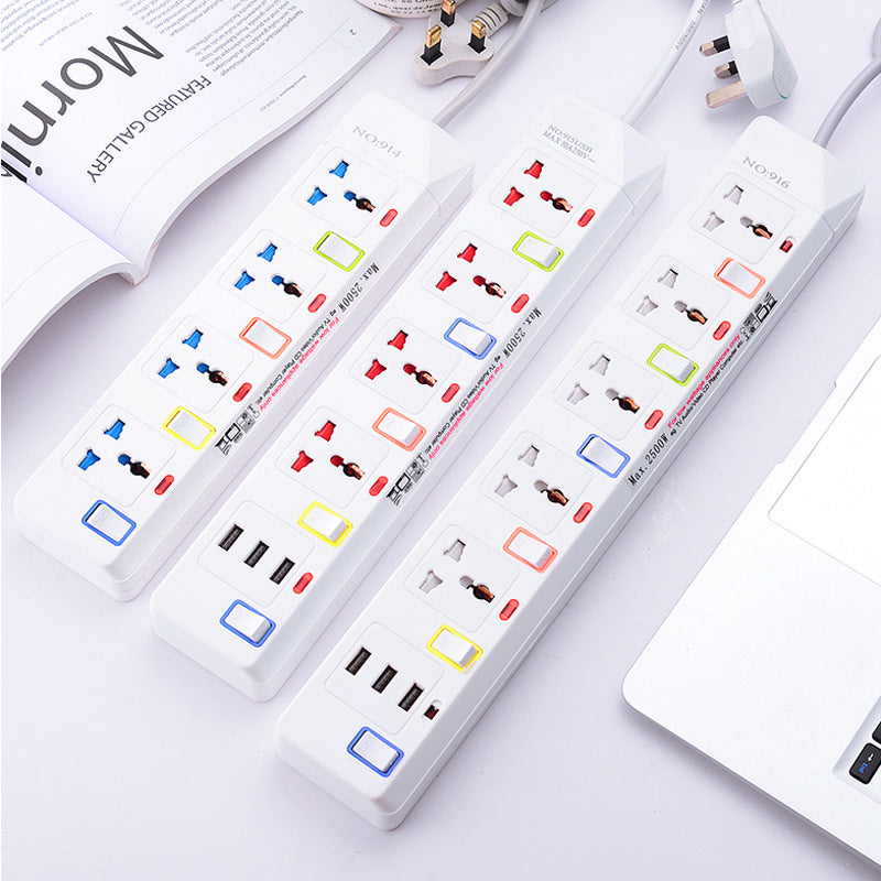 Universal Multi-Standard Power Strip with Switch Control Panel