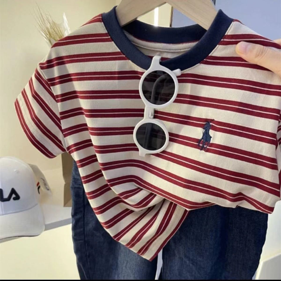 Kids Striped Cotton Short Sleeve Casual Summer T-Shirt
